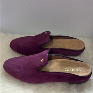 NEW Vionic Carnegie Suede Mules Elegant Concealed Orthotic Support Slip-on Shoes